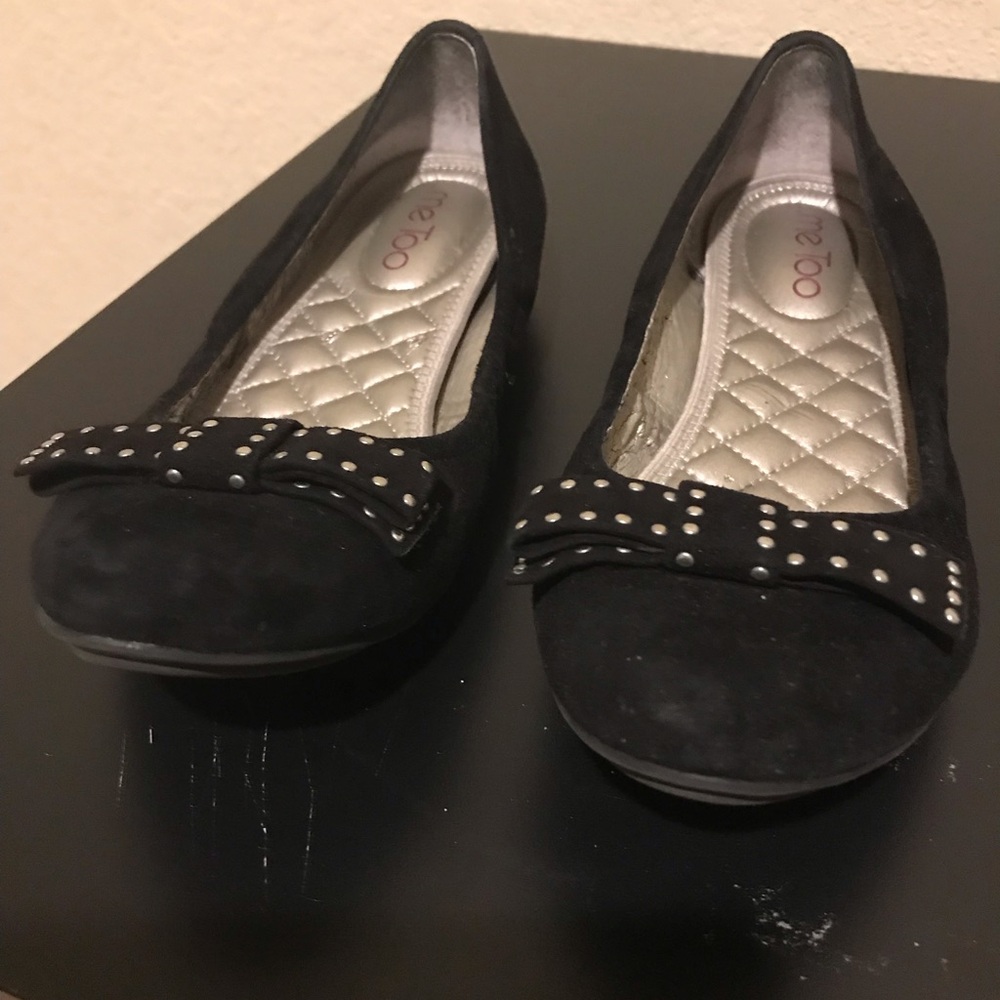 Me Too Black Studded Bow Flats